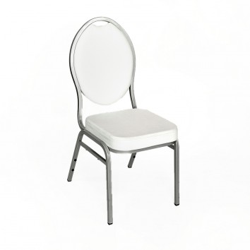 Location chaise simili blanc armature argent